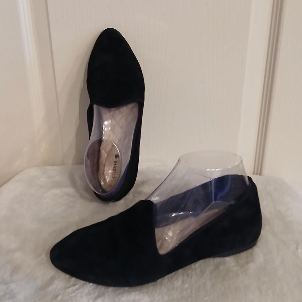 Birdies The Heron Flats Black Suede Pointed Toe Loafers 6.5 Old Money Basic